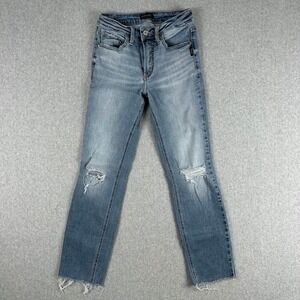 Silver Jeans Most Wanted Straight Crop Light Wash Distressed Denim Jeans W25 L27